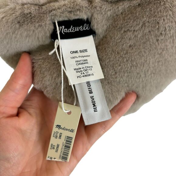 Madewell NWT Plush Faux Mink Fur Scarf with Brooch - Picture 6 of 6